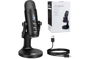 Layukt USB Microphone PC Phone Podcast Mic for Gaming, Podcasting, Streaming, Recording, Voice-Overs Plug and Play Condenser PC Microphone with Quick Mute, Echo/Gain Knobs Real-time Listening