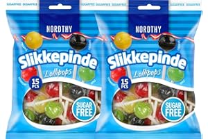 NASCHWERK Nordthy Zuckerfreie Lollipops 2x100g – Lutscher ohne Zucker in 4 Sorten (Apfel, Lakritz, Erdbeere, Ananas)