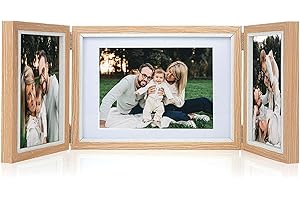 CZEMO Drewniana ramka 3 zdjęcia, kolaż, ramka portretowa na biurko lub stół (jasny kolor, 2 x 10 x 15 cm + 1 x 13 x 18 cm)
