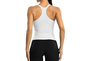 ATTRACO Women Ribbed Workout Crop Tops with Built in Bra Yoga Racerback Tank Top Tight Fit