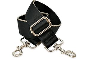 ‎BENAVA BENAVA Verstellbarer Schulterriemen für Taschen 75-135 cm | Taschengurt Schwarz Breit 40mm | Farbe Karabiner Silber | Taschengurte zum Wechseln | Schultergurt für Taschen