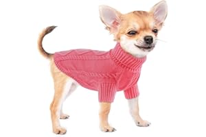 ALAGIRLS Pull pour Chien - Gilet Doux - en Laine - Tricoté - Crochet - Hiver - Manteau Chaud - Vêtements pour Petits et Moyens - Rose - XL