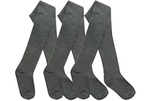 Style It Up Girls Plain Cotton Tights - Warm and Soft Smart and Casual Wear - Age Range 2-13 Years - from Nursery to School - Available as 3packs and 6 Packs Options