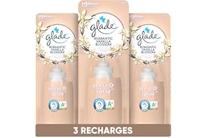 Glade Sense & Spray Recharges Diffuseur à Détection de Mouvement - Infusé Aux Huiles Essentielles - Jusqu'à 2 Mois de Parfum - Romantic Vanilla Blossom - 3 Recharges