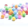 RIMOBUL 40PCS 1.5 Inch New Generation Extra Large Cat's Favorite Chase Glitter Ball Toy Sparkle Pom Pom Balls (40PCS)