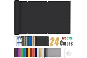 ZHhan Privacy Screen for Backyard Deck Patio Balcony Fence Porch Sun Shade PVC UV Protection Sun Wind 8 Days Delivered 15 Colors 352 Sizes 420D Black