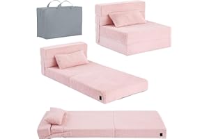 YOTATING Kids Sofa Bed, Toddler Floor Mattress Glow in The Dark, Baby Modular Blue Dinosaur Couch, Fold Up Children Sofa Convertible Futon Folding Mattress Chair Bed for Playroom, Pink