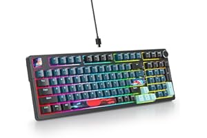 SOLIDEE Przewodowa klawiatura mechaniczna do gier 95% - Możliwość gorącej wymiany klawiszy,podświetleniem RGB i strukturą Gasket,98 klawiszy Klawiatura mechaniczna z pokrętłem kontrolnym(98 Monstor)