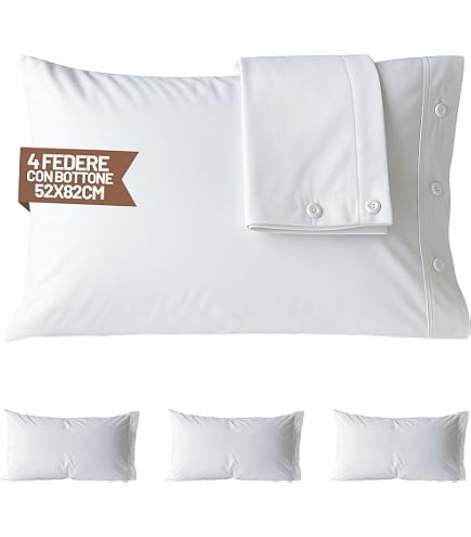 AR Ware Confezione da 4 federe bianche in cotone egiziano a 200 fili, con chiusura a busta, senza pieghe, qualità alberghiera (50 x 75 cm