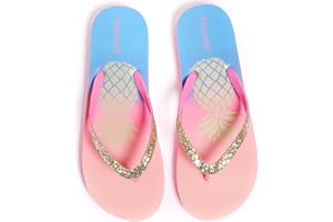Ataiwee Mädchen-Flip-Flop, kleine/große Kinder-Strandsandalen, bunt bedruckte Sandalen für Kinder.