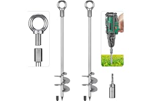 Insaga Tent Peg, 61cm Heavy Duty Ground Anchor Large Metal Earth Stake Spiral Blade Screw in Trampolines Spike for Swing Set/Camping/Shed/Dog/Carport with Fixed Eyelet, 2 Pack