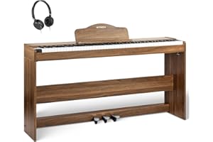 STRICH Digital Piano 88 Keys, Hammer-Action Weighted Keyboard, Full size Electric Piano Keyboard with Furniture Stand, 25Wx2 Speakers, Supports USB-MIDI/Wireless Connect, SDP-300W (Color Walnut Wood)