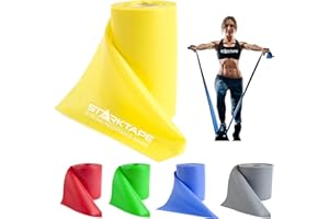 Starktape Bandas de Resistencia Profesionales de 8, 16, 25, 50 Yardas. Banda elástica de Terapia física sin látex. Sin Olor, sin Polvo, Ejercicio en casa, Yoga, Pilates, Gimnasio