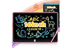 AUZMAI 16 Pouces Tablette Dessin Enfants,Tablette écriture LCD Enfant Colorée pour 3~12ans Jouets, Cadeaux Effaçables Et réutilisables, Manuscrite Doodle Dessin Pads Enfants Jouets - Rose+Bleu