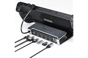 Lemorele Docking Station for Steam Deck, 6-in-1 Steam Deck Dock Stand, USB-C Hub with HDMI 4K@30Hz, Gigabit Ethernet, 3 USB-A and Full Speed Charging USB-C Port Compatible with Valve Steam Deck