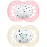 MAM Original Baby Pacifier + 6 Months, Bright Pink, 2 Units | With symmetrical, flat and flexible soft silicone teat, easy to