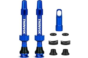 Thinvik Valve Presta Amélioré 48mm pour Pneus Tubeless – Kit Super Léger avec Capuchon et Outil de Démontage (Couleurs et Tailles Variées – Paire) pour Vélo de Course/VTT