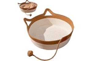 Smileshiney Cesta Per Gatti In Corda | 45x45x15 Cm Letto Per Gatti Nest Da Scrivania, Cuccia Per Gatti In Corda Di Cotone Intrecciata A Mano, In Corda Di Cotone, Comoda Cuccia Per Animali Domestici