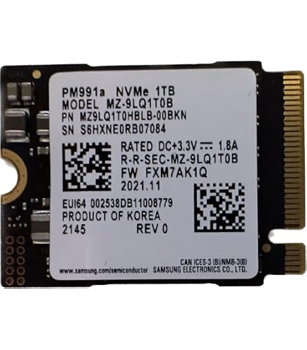 Samsung 512GB SSD M.2 2230 30mm PM991a NVMe PCIe Gen3 x4
