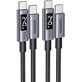 UGREEN 2Pack USB C PD 3.1 Cable 240W Fast Charging with LED Display (2M) | Type C Braided Nylon, Compatible with iPad Macbook