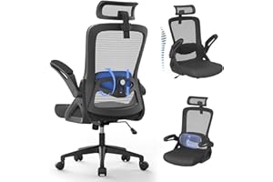YONISEE Office Chair, Ergonomic Desk Chair with 4D Pillow Lumbar Support Depth & Height Adjustment, Adjustable Headrest & Armrests, Comfy Waterfall Cushion, Swivel Rocking High Back Computer Chair