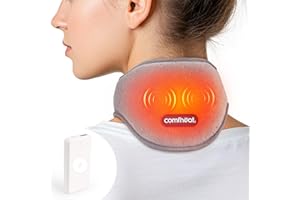 Comfheat Portable Neck Heating Pad with Vibration Massage for Neck Pain Relief, Rechargeable Neck Wrap, Soft Neck Warmer for Soreness Stiffness, 3 Levels Heat & Massage, 3000mAh Battery Included
