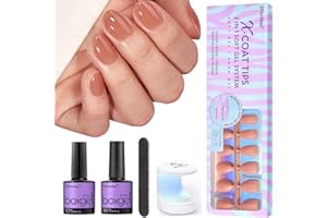 ‎BTARTBOX BTArtbox Gel Nail Kit Soft Gel Nail Tips and Glue Gel Kit, 2 in 1 X-Coat Tips Gel Nail X Extension Set mit 150pcs Stück XXS Mandel Nageltips und Nagellampe, 10ML NagelKleber, 10ML Top Coat, Braun