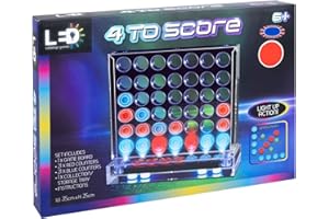 AAMEN LED 4 to Score Game with Light Up Action, Connect Four Style Board Game, Red and Blue Counters, 35x25cm