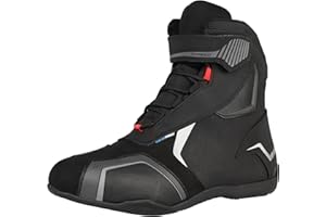 Texpeed Bottes De Moto Imperméables Pour Hommes Homologuées - Chaussures De Motard En Cuir De Protection - Noir - Courte longueur - Taille 45 EU