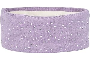 ‎STYLEBREAKER styleBREAKER Stirnband Damen Winter mit Strasssteinen und Fleece Innenfutter | warmes elastisches Feinstrick Haarband gefüttert | Glitzer Headband für kalte Tage, Farbe:Flieder