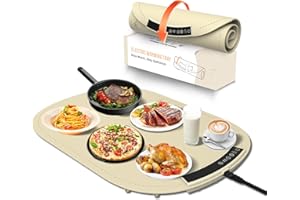 MYMULIKE Chauffe Plat Électrique à 9 Réglages de Température, Minuteur de 4 Heures, Garde Les Aliments au Chaud pour Les Buffets et Les Fêtes