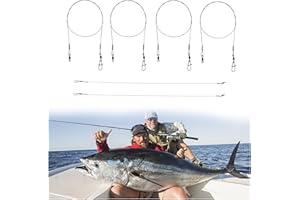 HEZHOU 6 Piezas Pesca depredadora Pesca de Lucio Remolino de Pesca anzuelos de Acero Pesca Mar Accesorios Líderes de Alambre Antimordidas Lideres de Pesca Eslabones Giratorios 15 kg