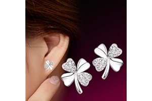 Femmes Argent Boucles D'Oreilles, Chanceux Trèfle À Quatre Feuilles Boucles D'Oreilles Pour Femmes Zircon Couleur Argent Boucle D'Oreille Boucles D'Oreilles Bijoux Boucle D'Oreille Brincos Brinco Oo