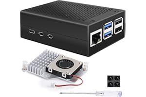 Miuzei Metal Case for Raspberry Pi 5 with Official Active Cooler Fan，Aluminum Cooling Case with PWM Fan and Heatsink for Raspberry Pi 5 4GB/8GB (No Pi Board)