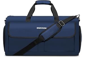 ENZOSUM Kleidersack Reisetasche Anzugtasche Herren mit Abnehmbarer Schultergurt & Schuhfach, Faltbare Anzugtasche Handgepäck für 3 Anzüge, Reisetasche Groß für Bussiness, Flugzeug, Blau