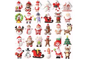 GUDOTRA 30 Unidades de llaveros navideños para Niños Papá Noel y árbol de Navidad Regalos de Cumpleaños para Niños, Accesorios de Navidad (30 unidades)