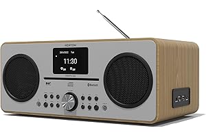 DAB/DAB+ & FM Digital Radio with CD Player | Bluetooth & USB MP3 Player | Premium Sound | Remote Control | Mains Powered | Perfect for the Home or Office | AZATOM Trinity D3 (Oak)