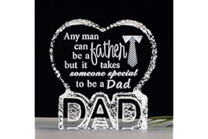 MOVDYKA Crystal Paperweight Birthday Gift for Dad, Etched Father Sayings Presents for Daddy Father's Day from Daughter, Display Keepsake Ornament for Home