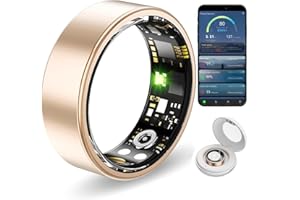 Weyrinice Smart Ring 2025, Health & Fitness Tracker with Heart Rate Monitor, Sleep Analysis, Step Counter, Waterproof Activity Ring for Men & Women (Gold, 12#)