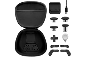 GOPIIPHON Complete Component Pack For Xbox Elite Series 2 Elite Series 2 Controller Accessories With Carry Case 4 Thumbsticks, 4 Paddles, 1 Data Cable, Charging Dock and 1 Adjustment Tool(Black)