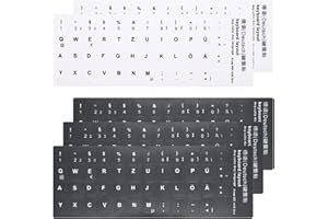 SZKKQKJ 5 Stück Tastaturaufkleber Deutsche, Deutsche Ersatz Aufkleber mit Weißen Buchstaben, 3 Schwarz 2 Weiß, für Standard Tastatur, Laptop Tastatur