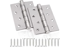 LORESJOY 2pcs Bisagras de Puerta, Bisagra para Puerta de Acero Inoxidable con rodamiento cuádruple de Bolas de Acero de rodamiento de bolas de acero inoxidable de 4 pulgadas Grosor 3mm (Silver)