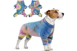 PUMYPOREITY Bodys Chiens, Dog Onesie Surgery Recovery Combinaison de Récupération Chirurgicale pour Chien avec Jambes et Manches Longues Post-opératoire Quatre Pieds Dog Pyjama(Arc-en-Ciel, M)