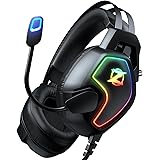 Cuffie Gaming per PS4 PS5 PC Xbox One, Cuffie con Fascia a Doppia Sospensione, Surround Stereo, Microfono Cancellazione Rumor