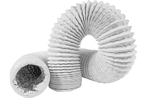 REPA MARKET Tubo flessibile per condotto dell'aria da 10,2 cm, 4 strati di ventilazione HVAC – ideale per coltivare tende, case verdi, linee di registrazione della casa (9,5 ft lungo, bianco)