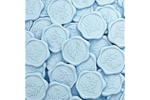 UNIQOOO Wax Seal Stickers - Eucalyptus Wedding Invitation Envelope Seal Stickers, 50 Pcs Self- Adhesive Light Blue Stickers, Perfect for Invitation, Christmas, Gift Wrapping