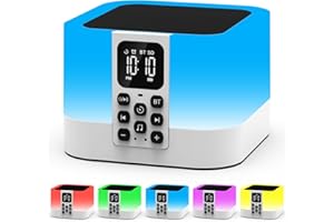 AUYLE Bluetooth Speaker with Bedside Lamp, Touch Dimmable, Alarm Clock Digital, White Noise Machine, Baby & Adult, Birthday Gift and Christmas Gifts for Women, Men, Children, Teenagers