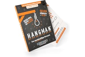 DENKRIESEN – Hangman Classic Edition | Galgenmännchen ab 2 Personen | Spielblock mit 160 Begriffen | Wortspiel & Rätselspiel für unterwegs | Partyspiel & Reisespiel | Galgenraten ideale Geschenkidee