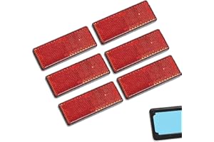 AOHEWEI 6 x Réflecteurs Signalisation Remorque Auto-adhésifs Rectangulaire Catadioptre Rouge Sécurité Arrière Réfléchissante pour Clôture Poteaux Remorque Caravane Approbation de l'ECE (Rouge)