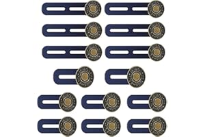 LMOGWL 14 pezzi estensore di bottoni per cintura, bottoni di estensione elasticizzati, estensione pantaloni Jeans cintura estensore di bottoni in metallo, gonne, camicie (6 lunghi 8 corti)